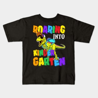 Roaring Into Kindergarten Dinosaur Back To School Kids T-Shirt